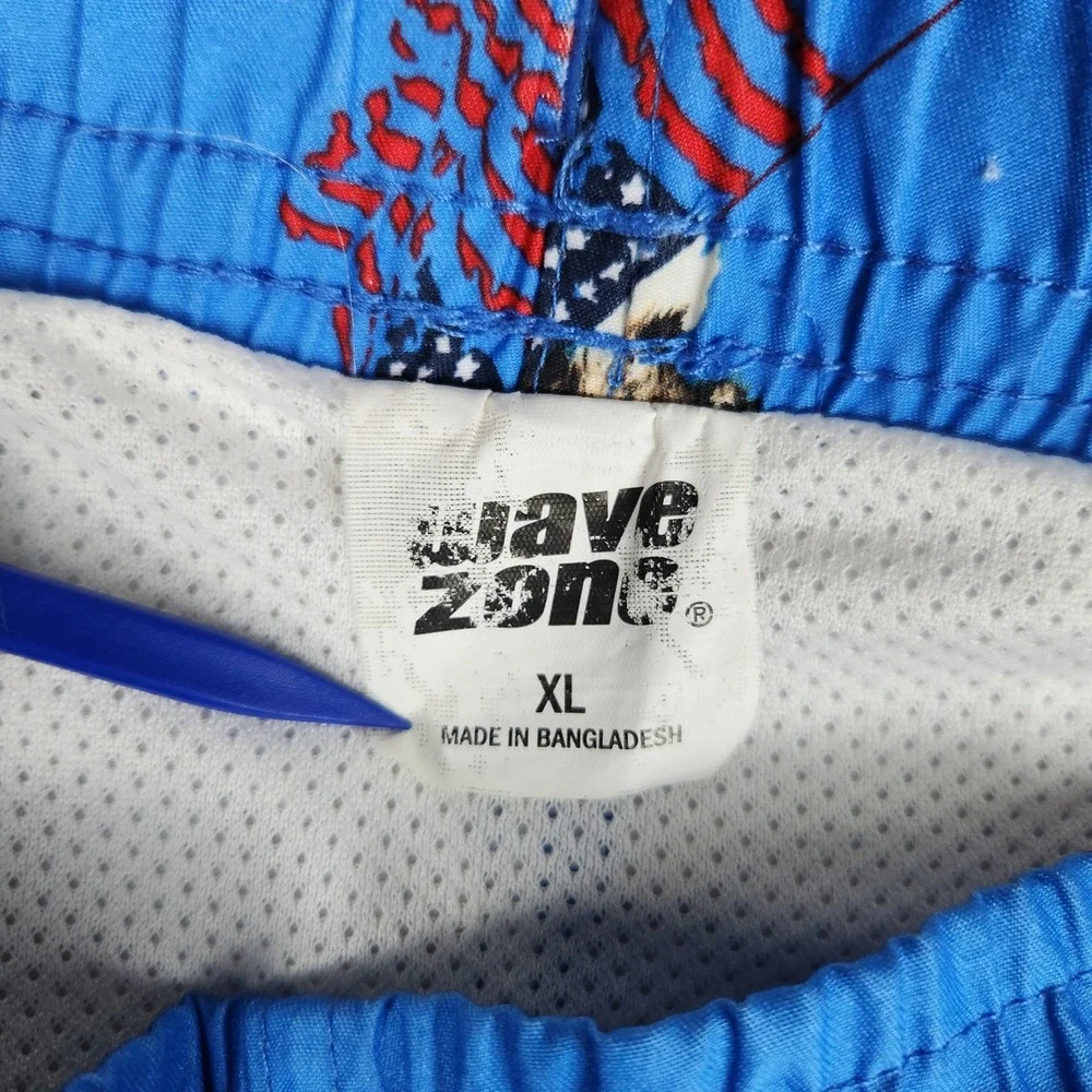 Wave Zone Swim Trunks Shorts Mens XL Blue Mesh Eagle American Flag Patriotic